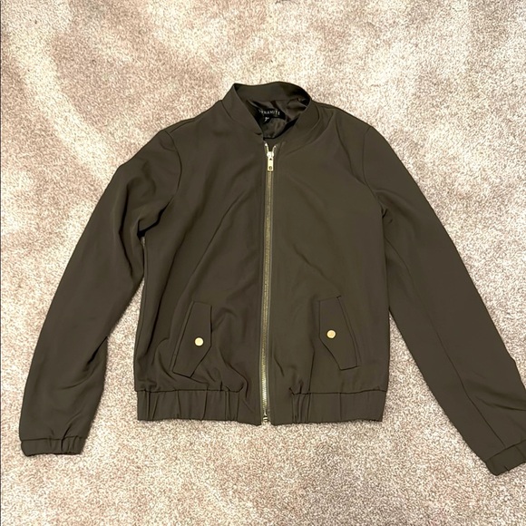 Dynamite dark green Bomber Jacket with Ribbed Collar and Cuffs - Picture 1 of 3